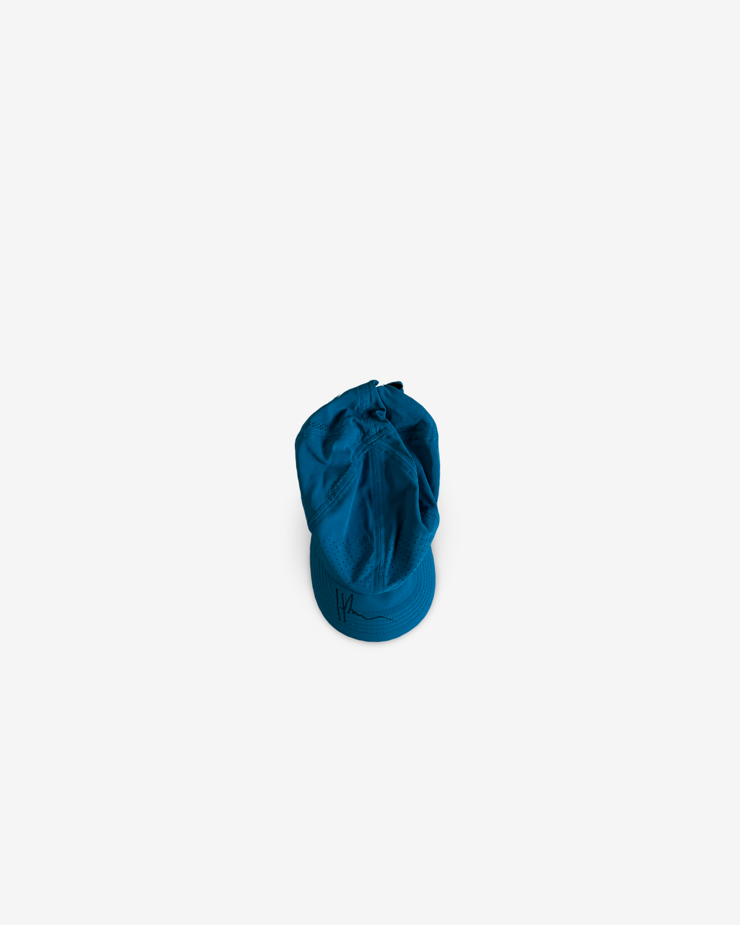 Petroleum blue match and practice cap, signed