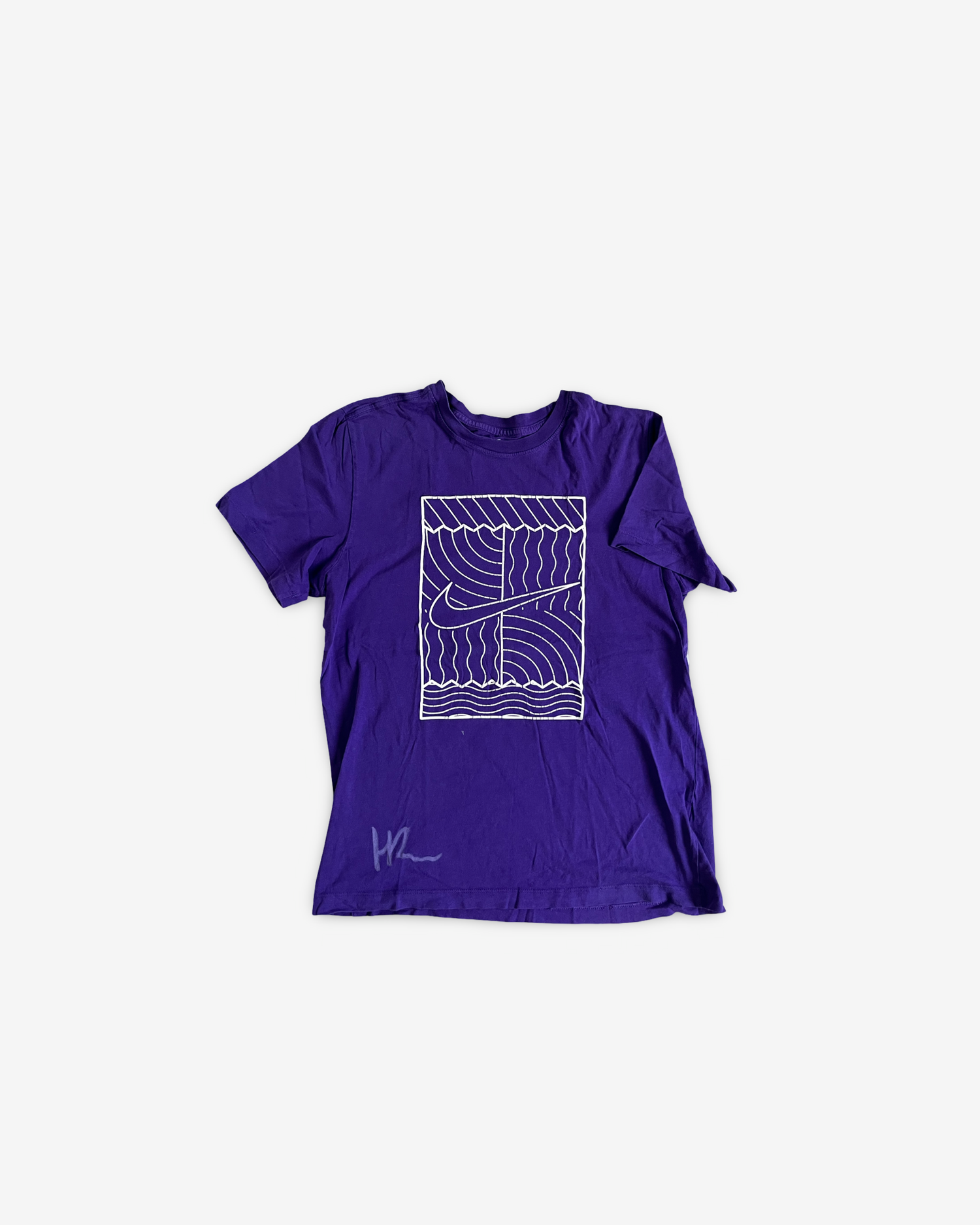 Purple practice shirt with Nike court front, signed