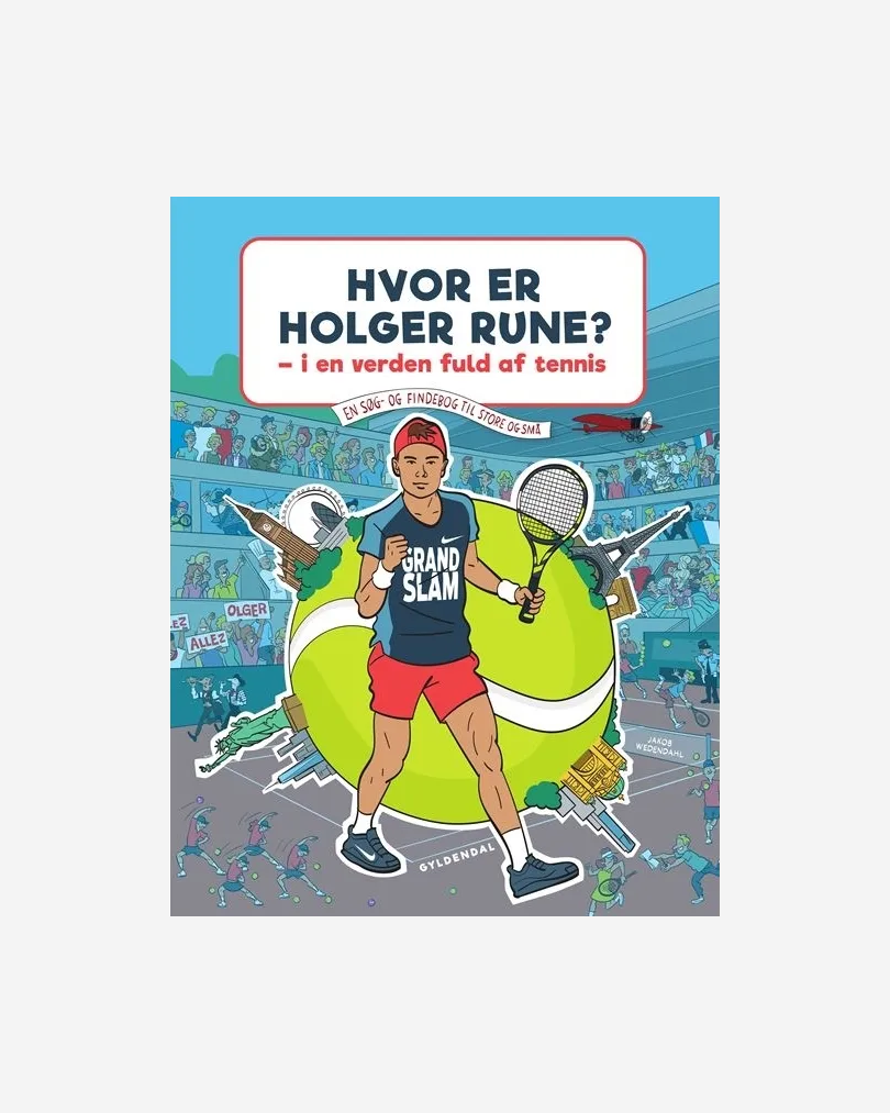 Signeret Grand Slam tennisfindebog - “Hvor er Holger Rune?” (Dansk udgave), limited