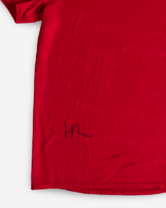 Red practice shirt , Davis Cup used, signed