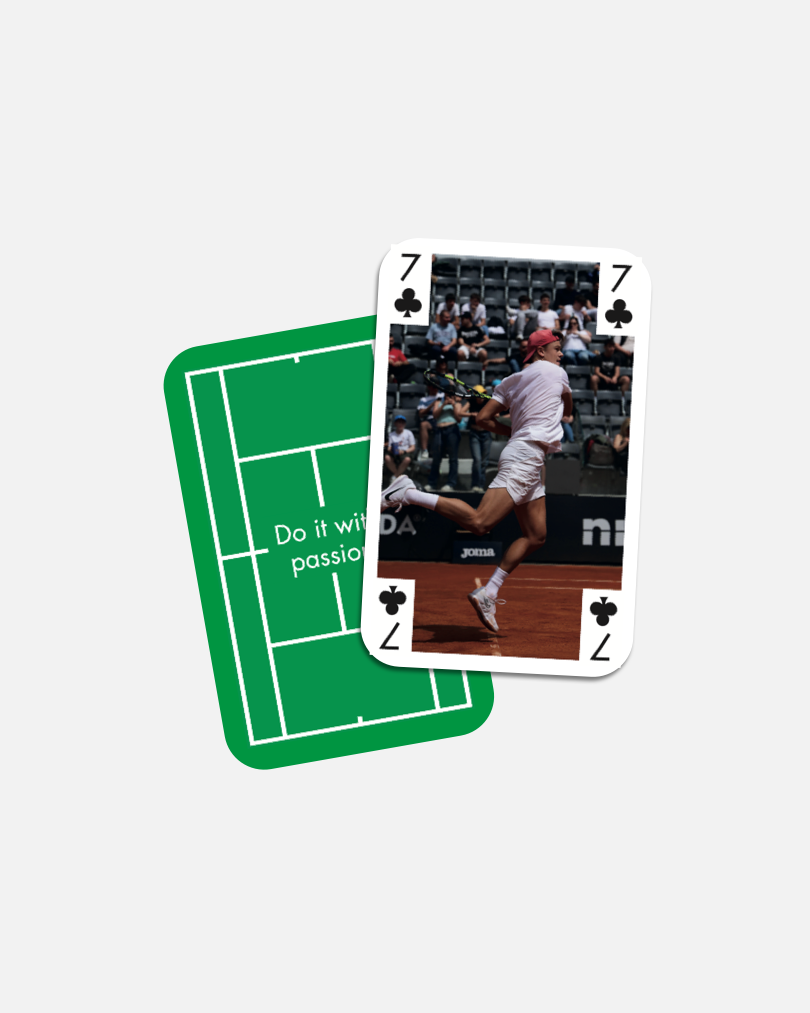 Classic Card game “do it with passion” grass court front