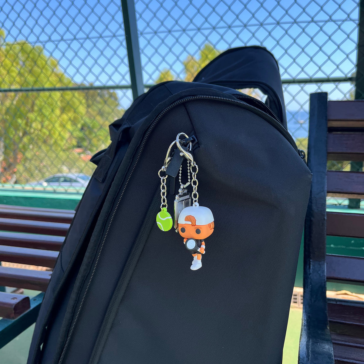 Tennis Keychain - Bag charm. Tennis figurine and tennisball, HR pop collection