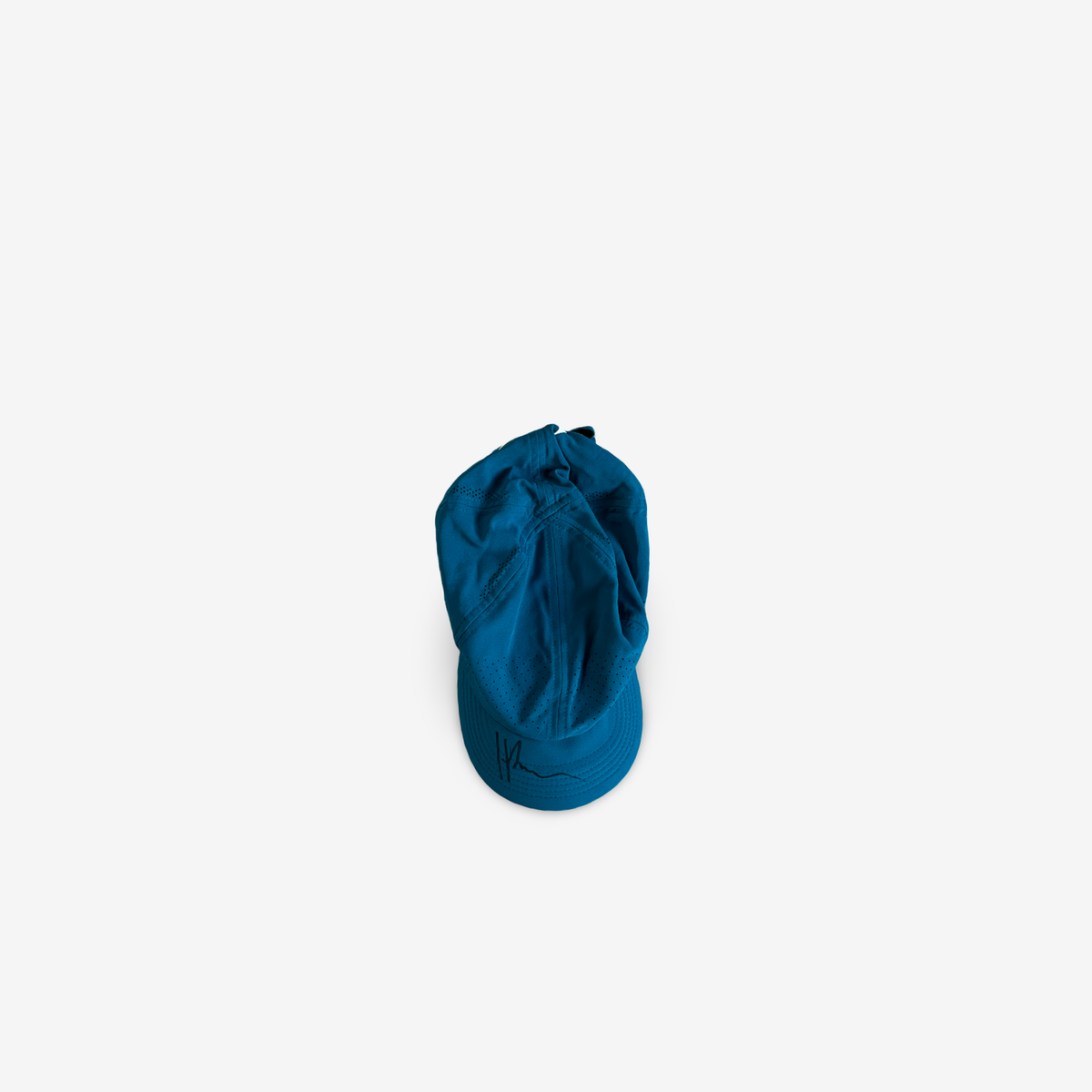 Petroleum blue match and practice cap, signed