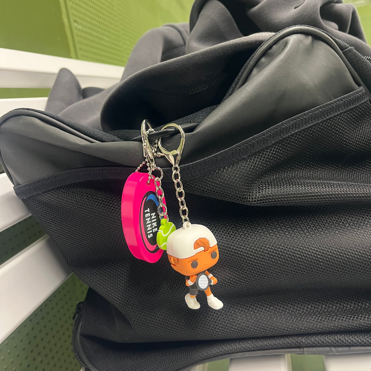 Tennis Keychain - Bag charm. Tennis figurine and tennisball, HR pop collection