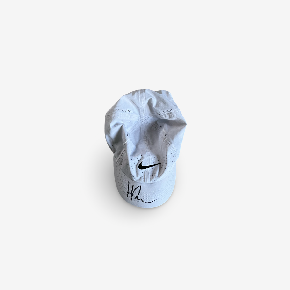 White match and practice cap, signed