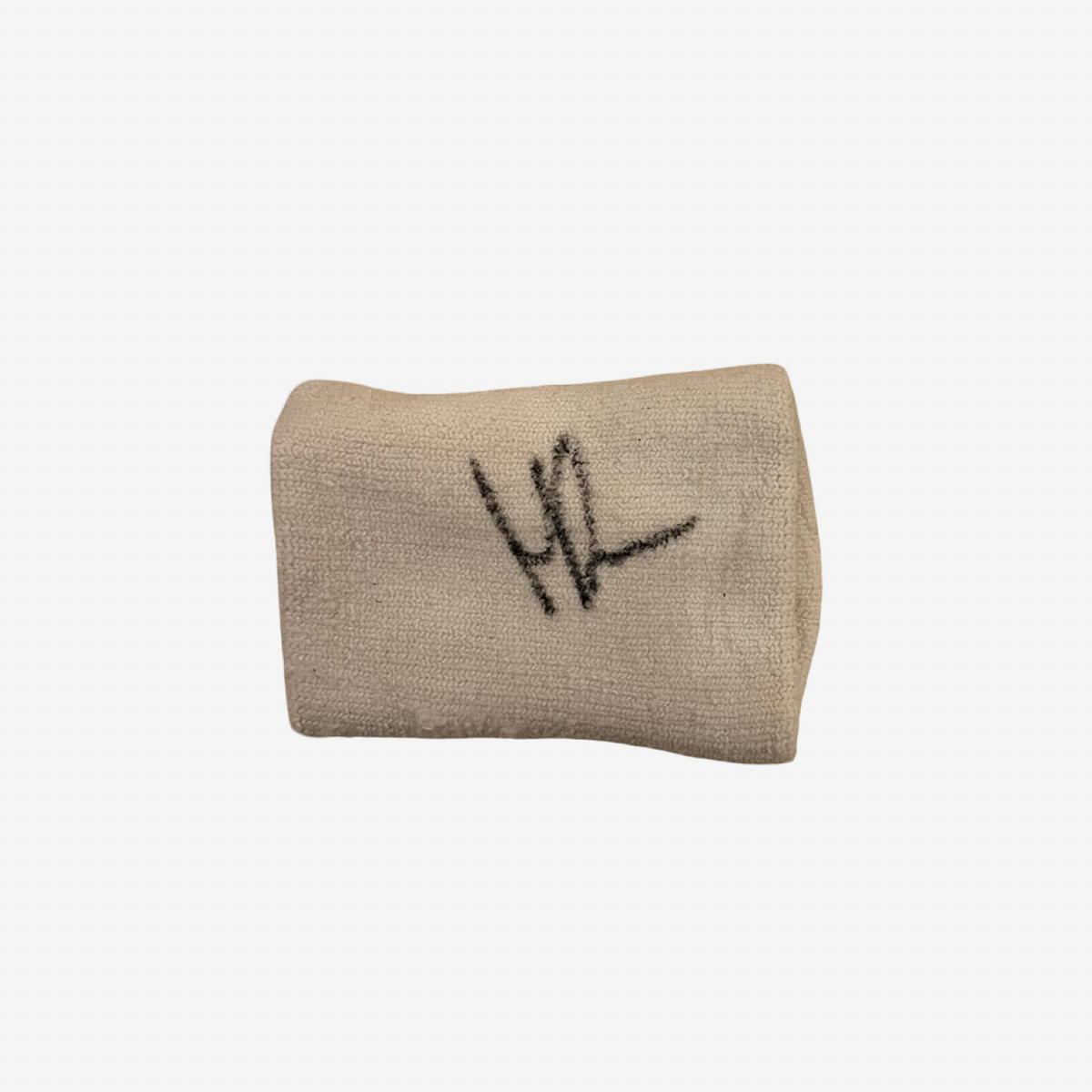 One white used wristband, signed