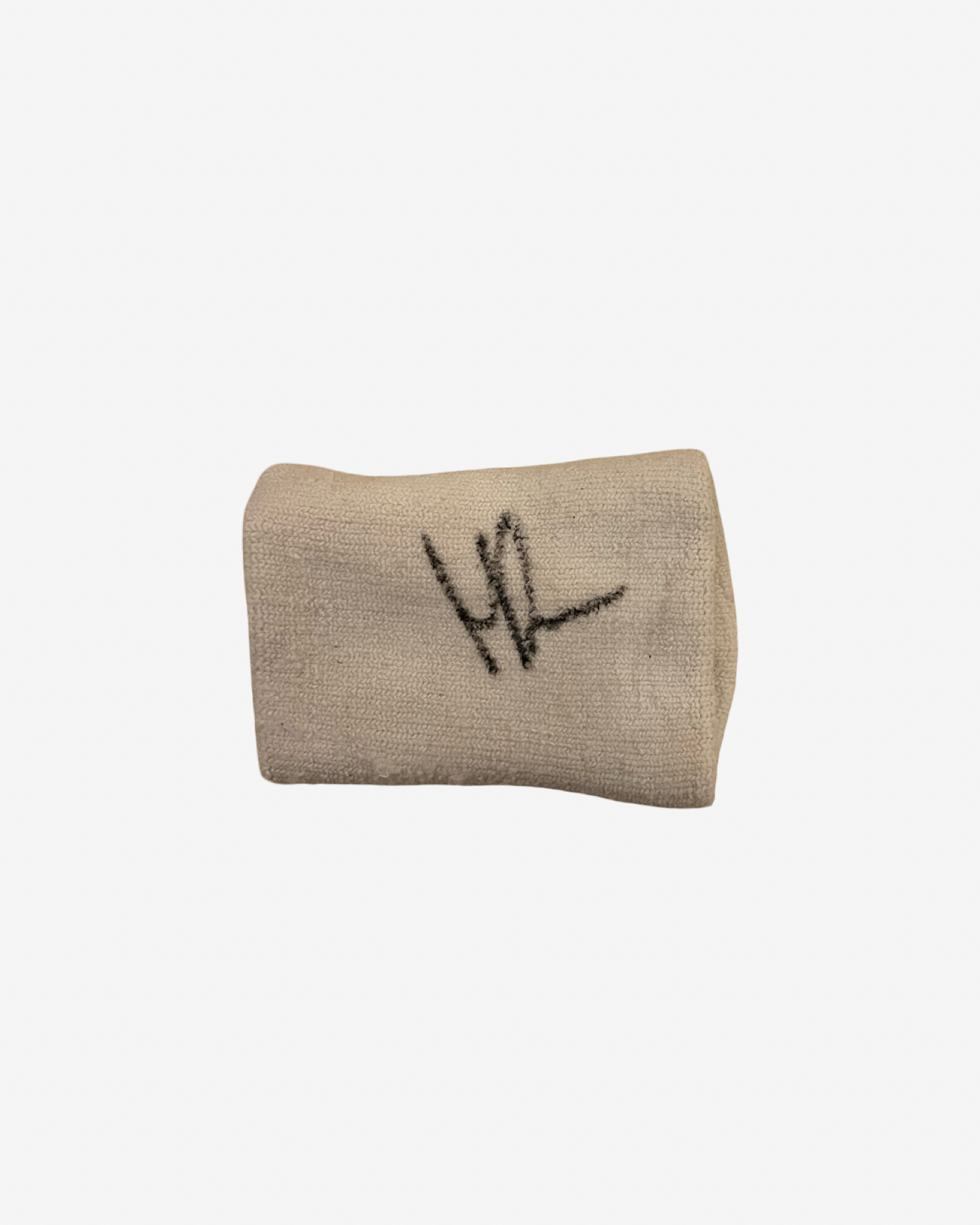 One white used wristband, signed