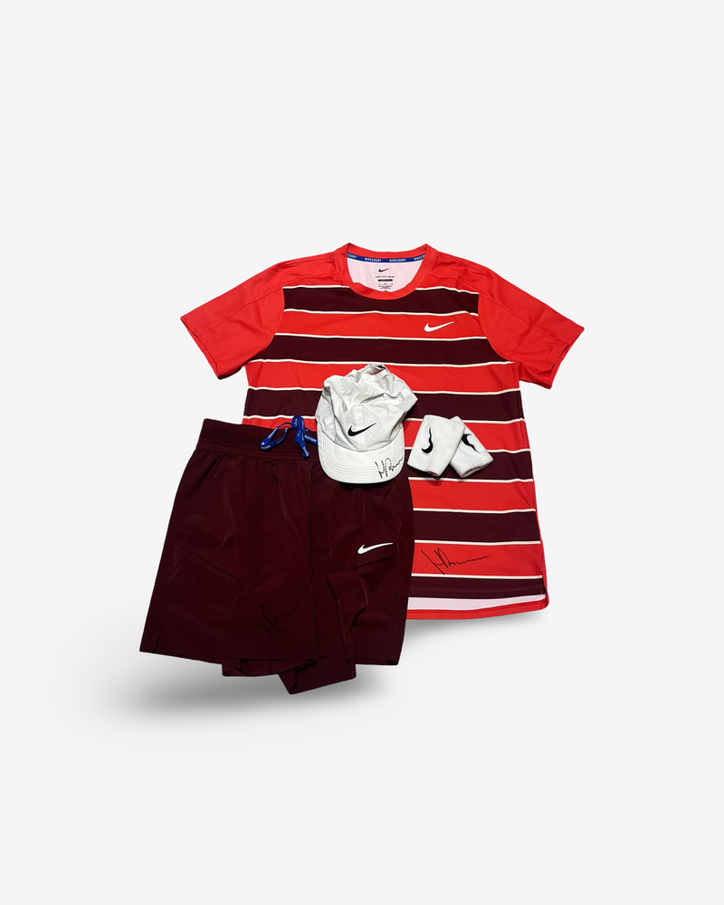 Signed and match worn. Roland Garros complete match outfit