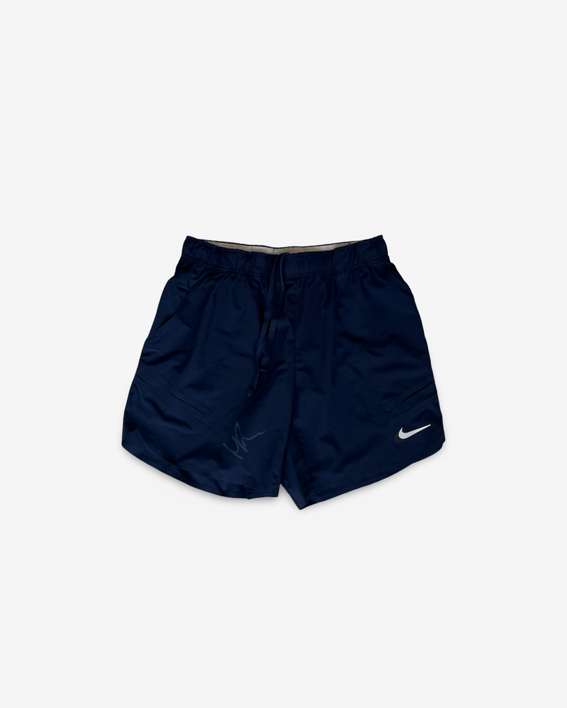Dark blue match worn shorts, signed