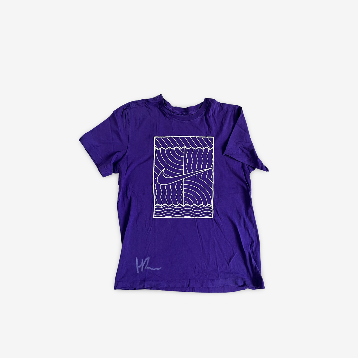 Purple practice shirt with Nike court front, signed