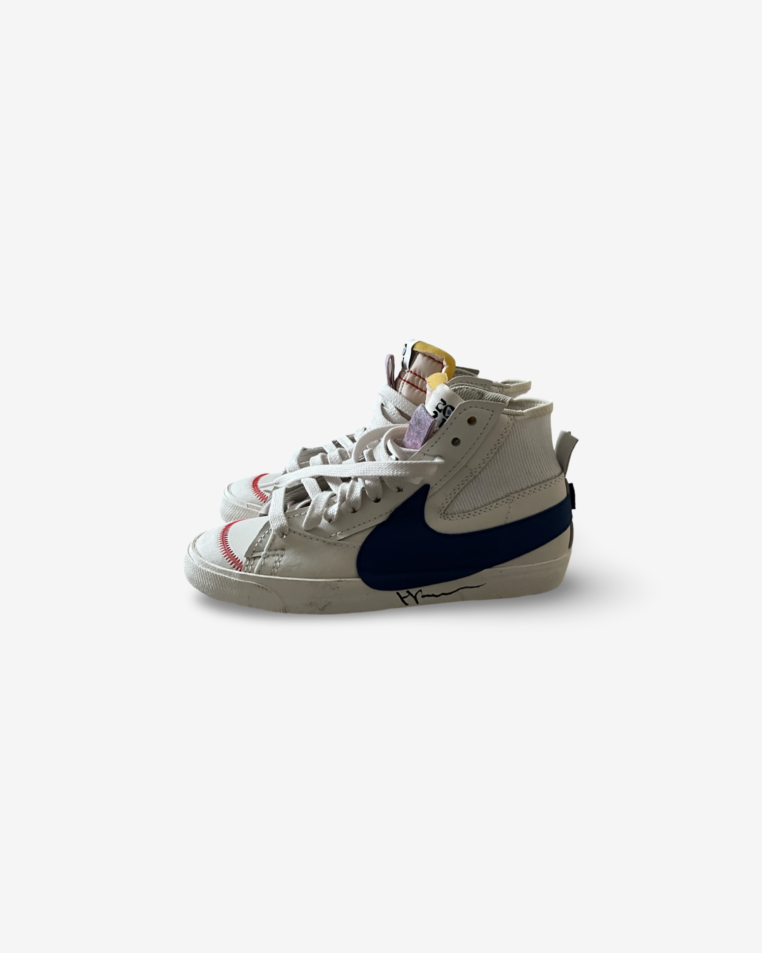 Basket sneakers white/blue logo, signed