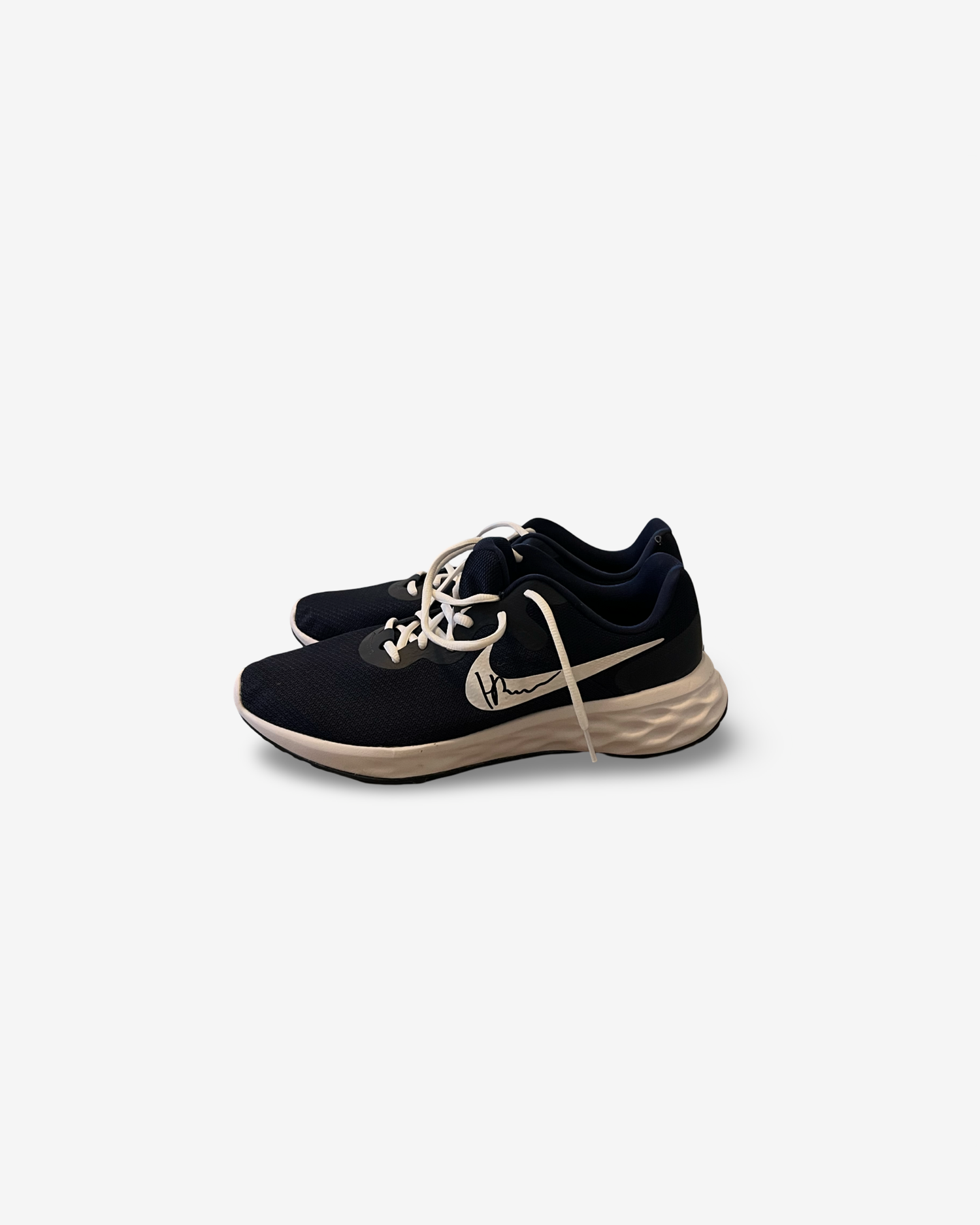 Dark blue runners, signed