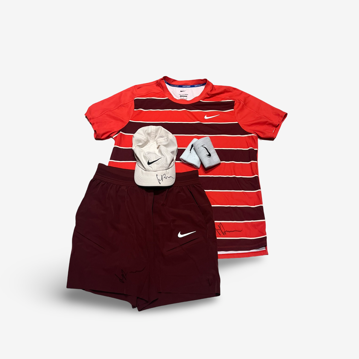 Signed and match worn at Roland Garros complete match outfit