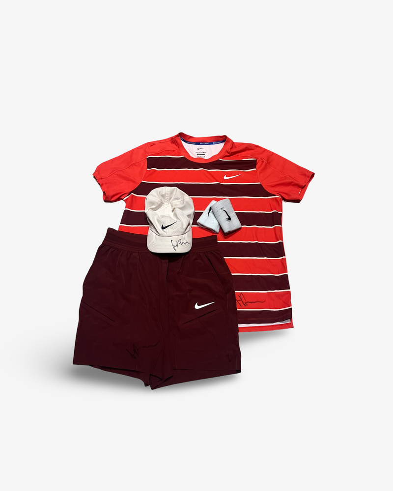 Signed and match worn at Roland Garros complete match outfit