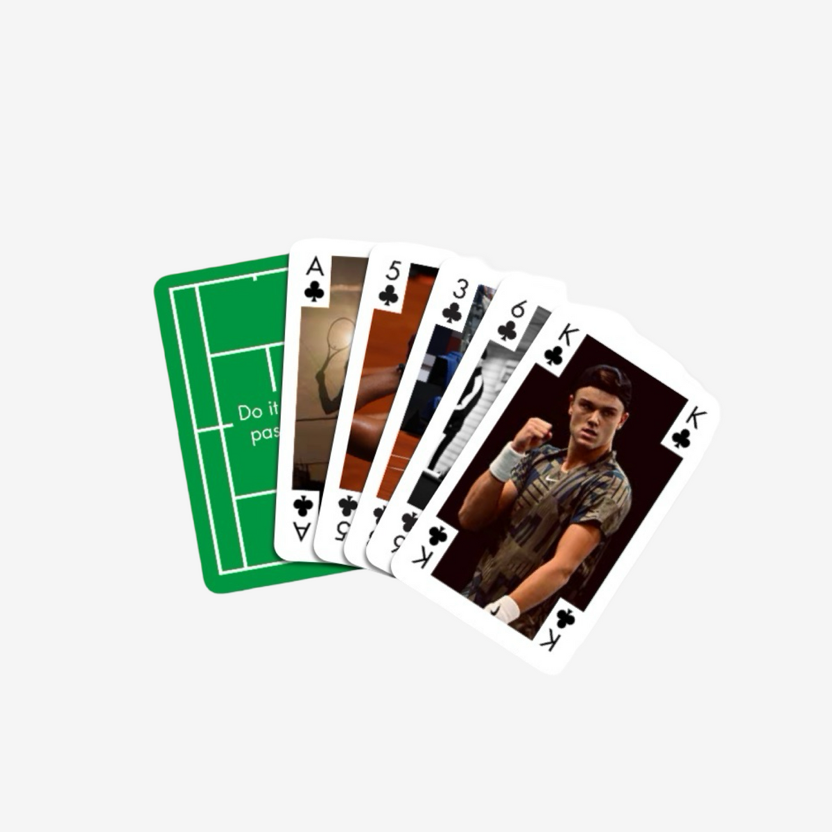 Classic Card game “do it with passion” grass court front