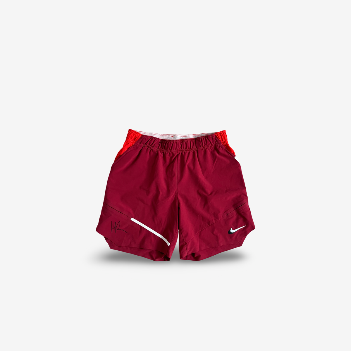 2 coloured match and practice shorts, signed