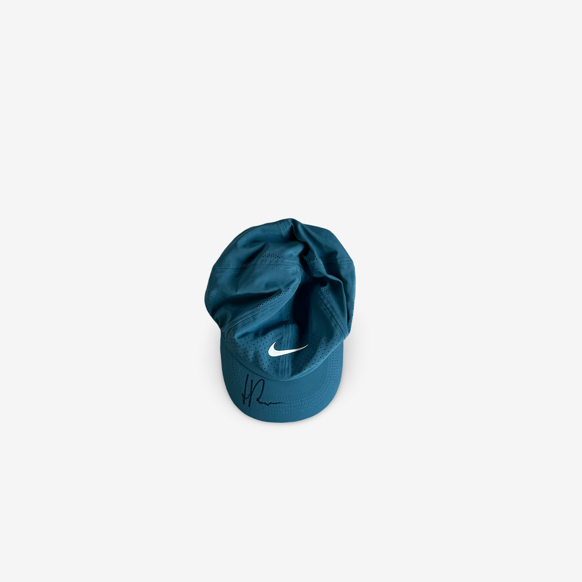 Dusty petroleum blue match cap, signed