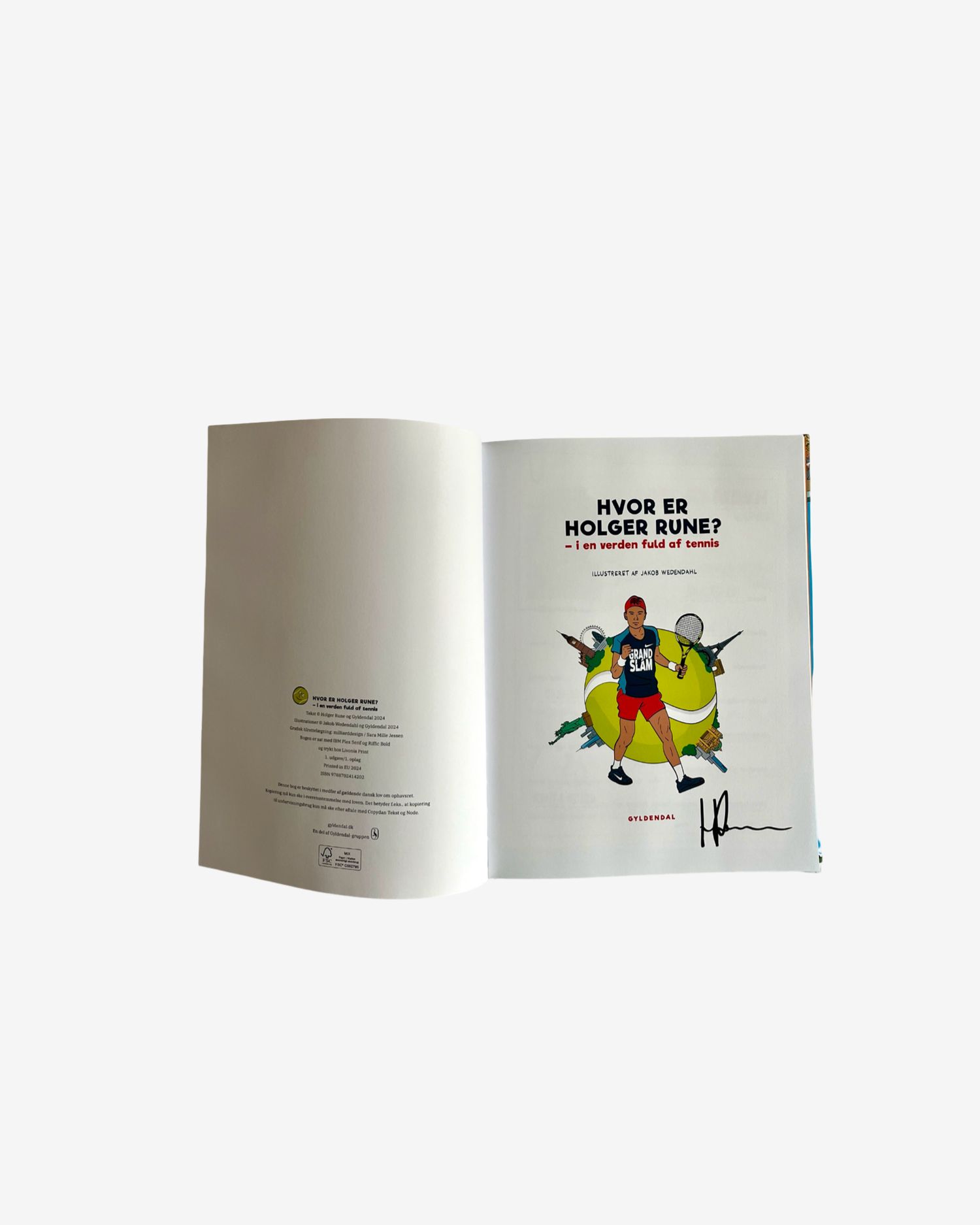 Signeret Grand Slam tennisfindebog - “Hvor er Holger Rune?” (Dansk udgave), limited