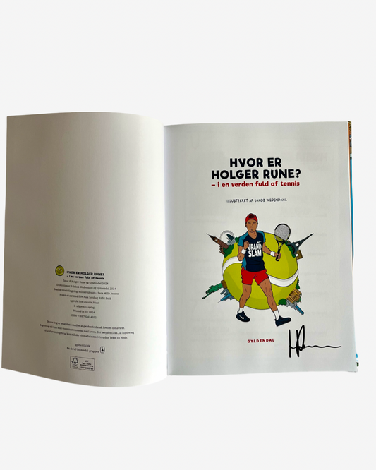Hvor er Holger Rune? – Signeret Grand Slam Tennisfindebog, Dansk
