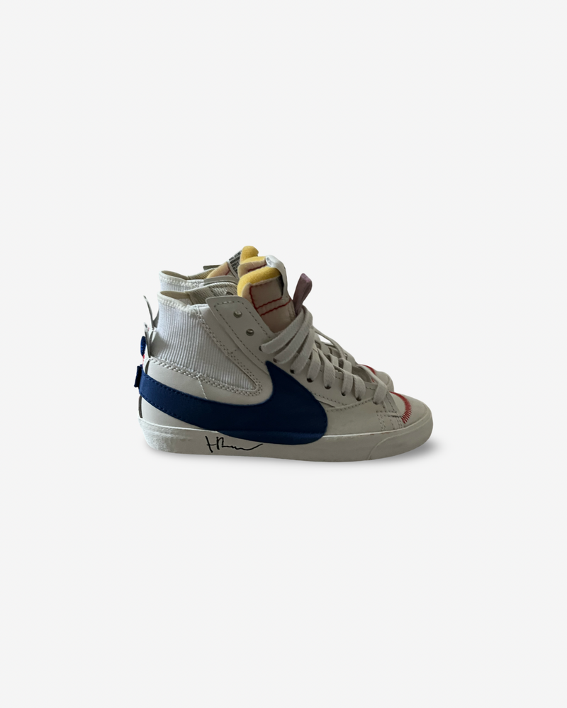 Basket sneakers white/blue logo, signed
