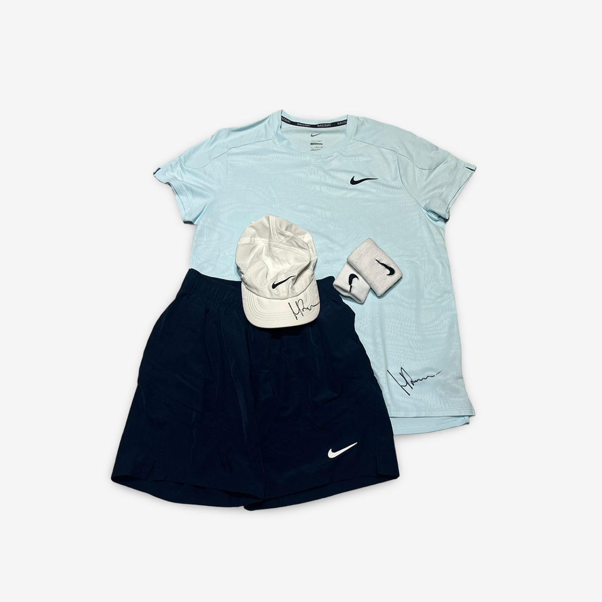 Signed and match worn at Roland Garros complete match outfit