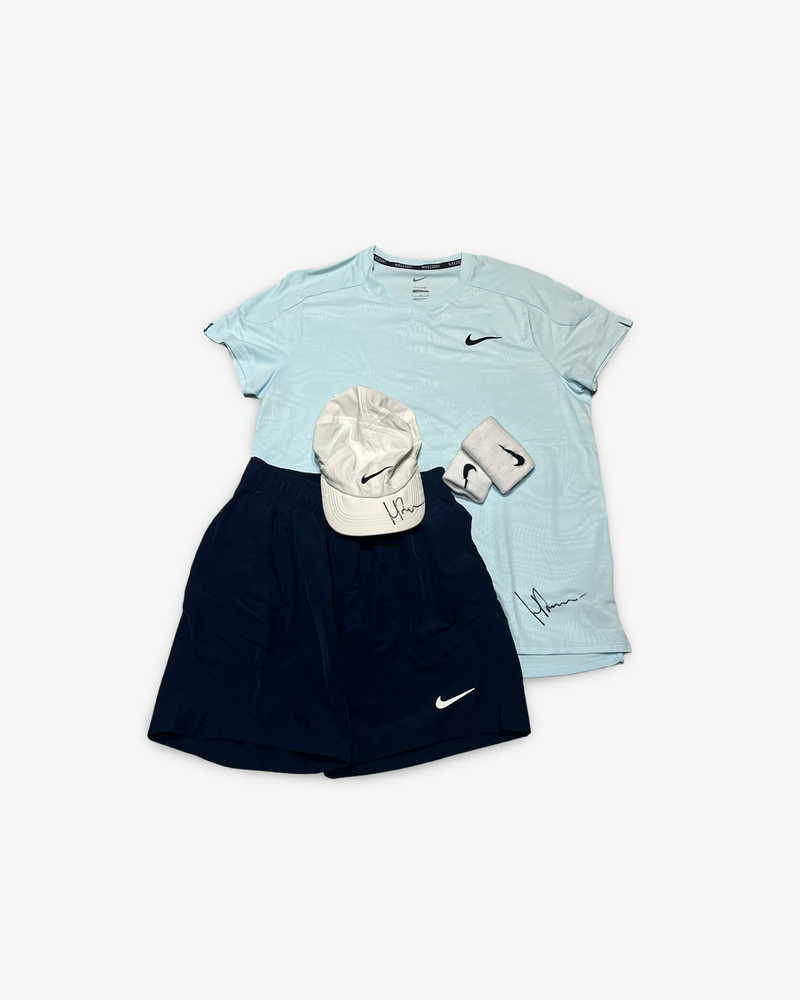 Signed and match worn at Roland Garros complete match outfit