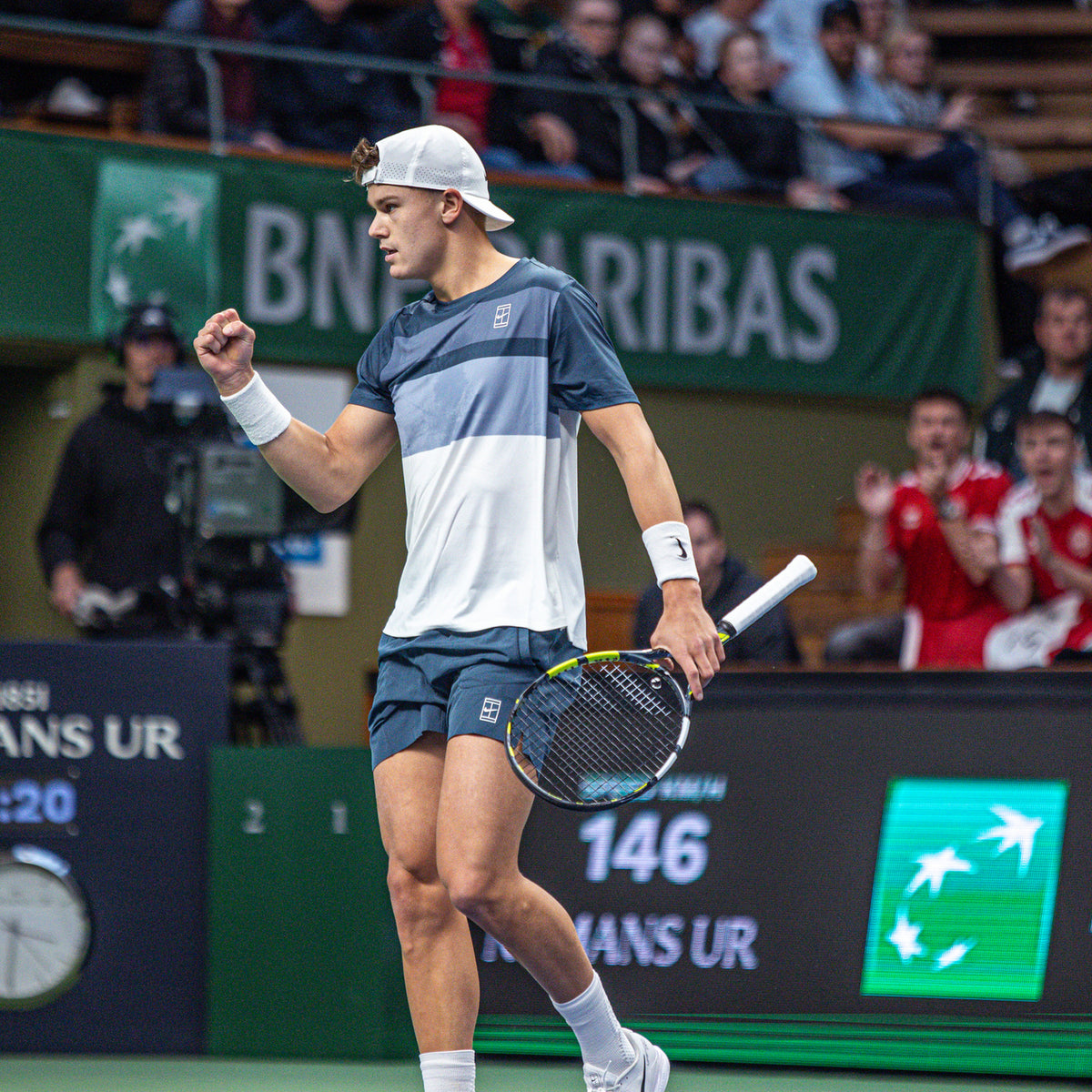 Signed Match Shorts dusty navy used at Stockholm Open