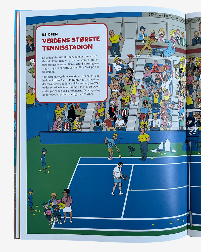 Signeret Grand Slam tennisfindebog - “Hvor er Holger Rune?” (Dansk udgave), limited