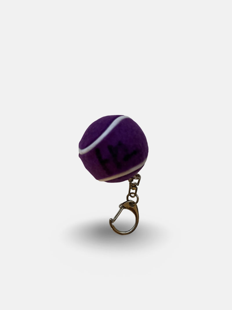 Signed bag charm/keychain, purple tennis ball