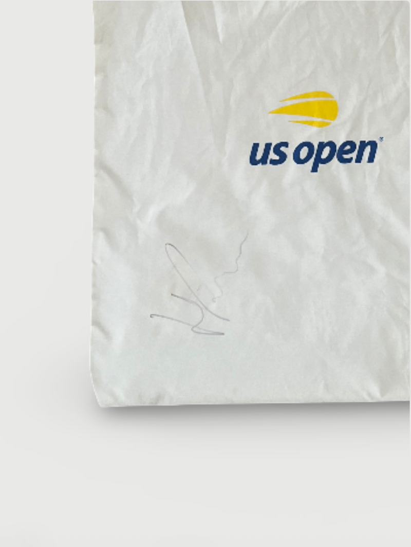 Signed US Open drawstring Bag. Limited, official player laundry bag, used during UsOpen 2025
