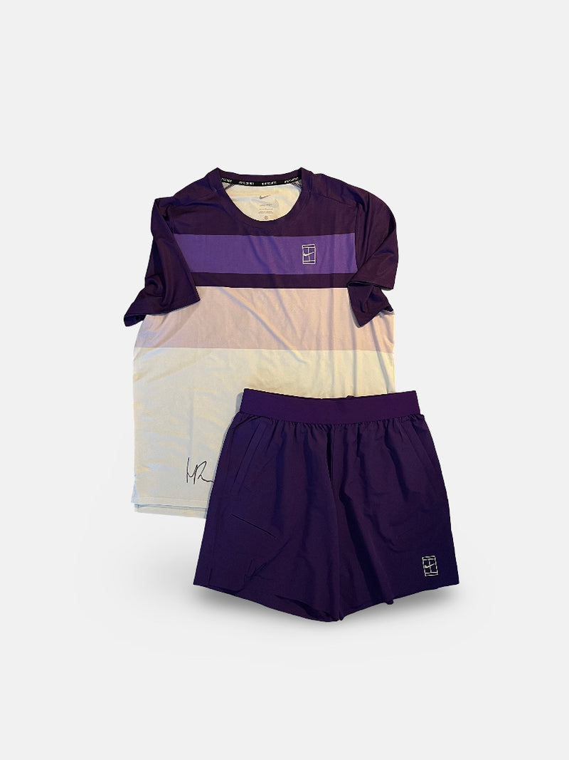 Signed match outfit Shirt White/Purple + purple shorts