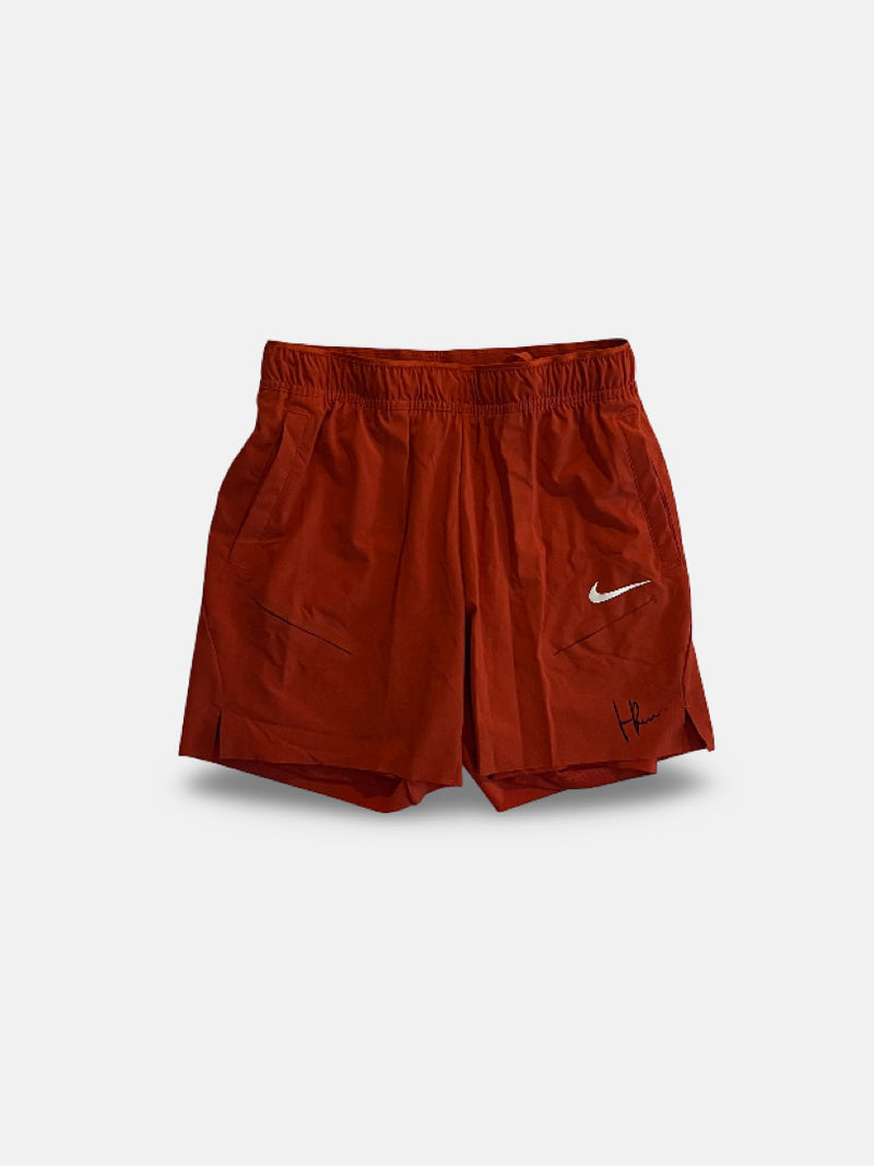 Signed practice Shorts, dusty red with inner shorts to keep the quads warm