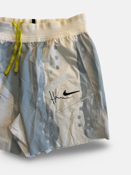 Signed Match Shorts ice blue and white pattern