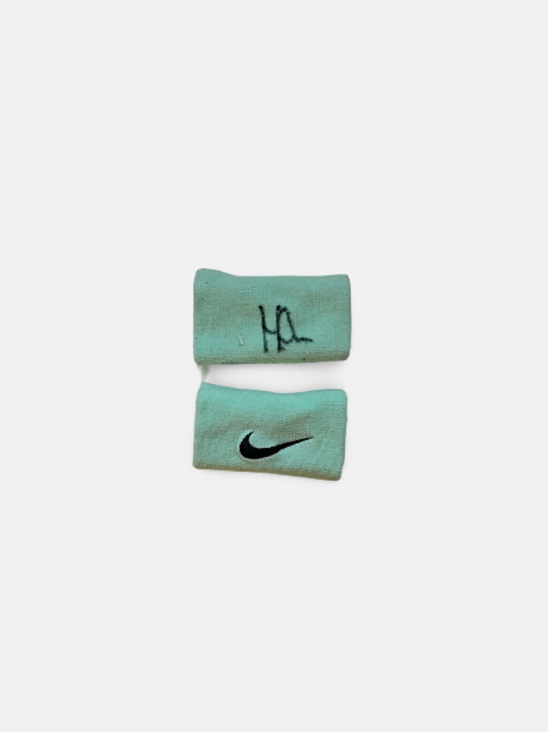 Signed match worn wristbands, mint green #1